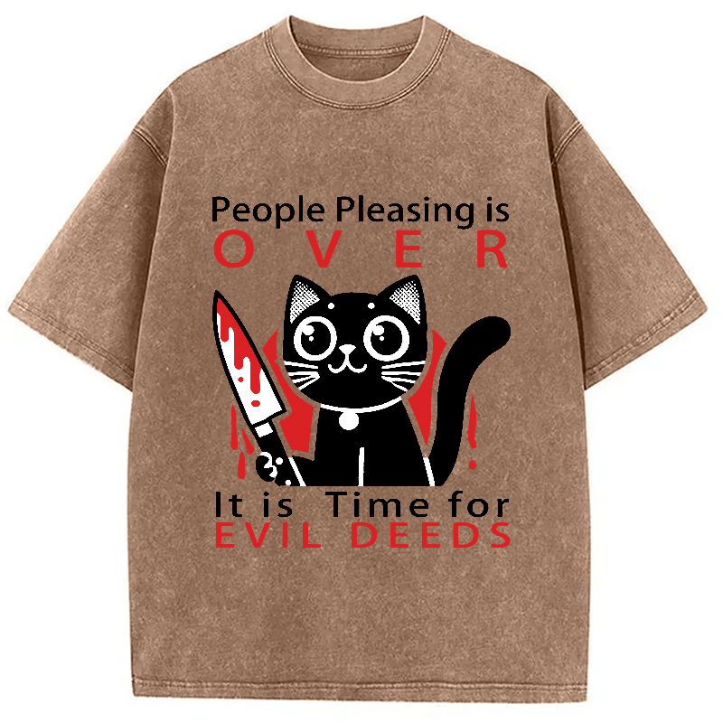 Modecanvas Mischievous Kitten Washed T-Shirt