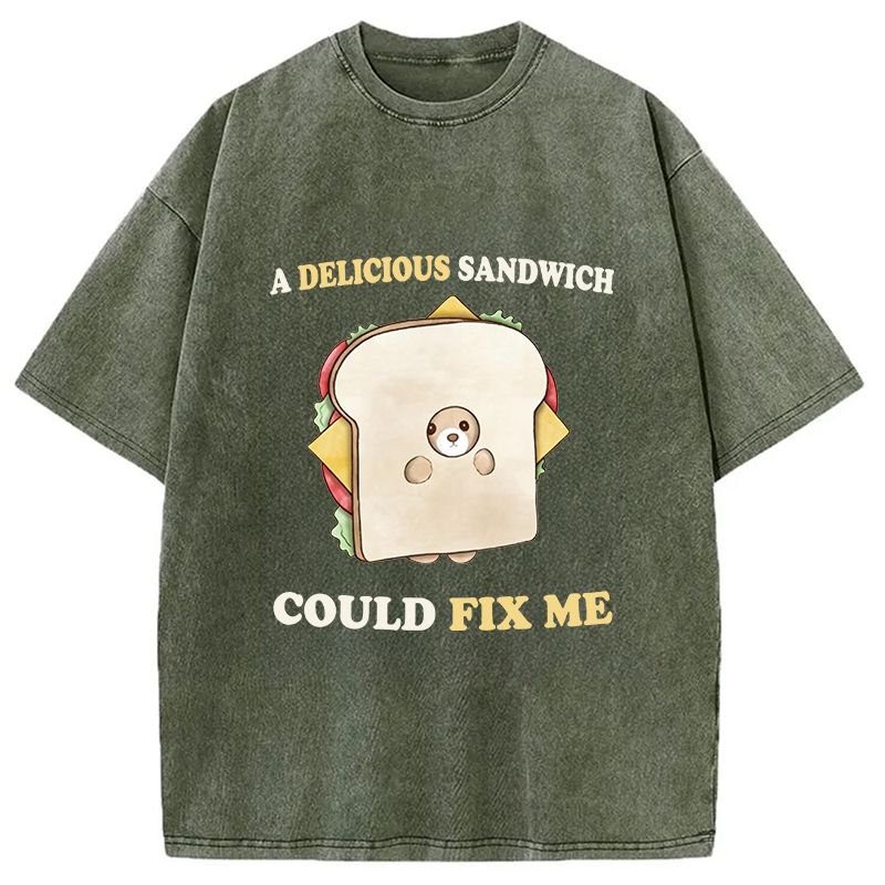 Modecanvas Delicious Sandwich Could Fix Me DTG Printing Washed T-Shirt