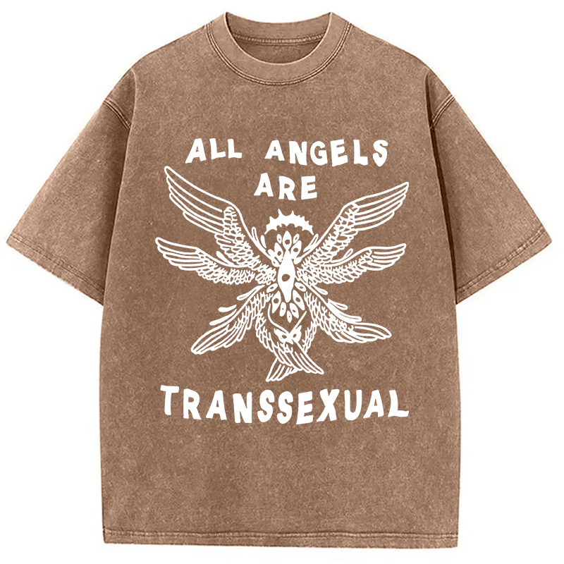Modecanvas All Angels Are Transsexual DTG Printing Washed T-Shirt
