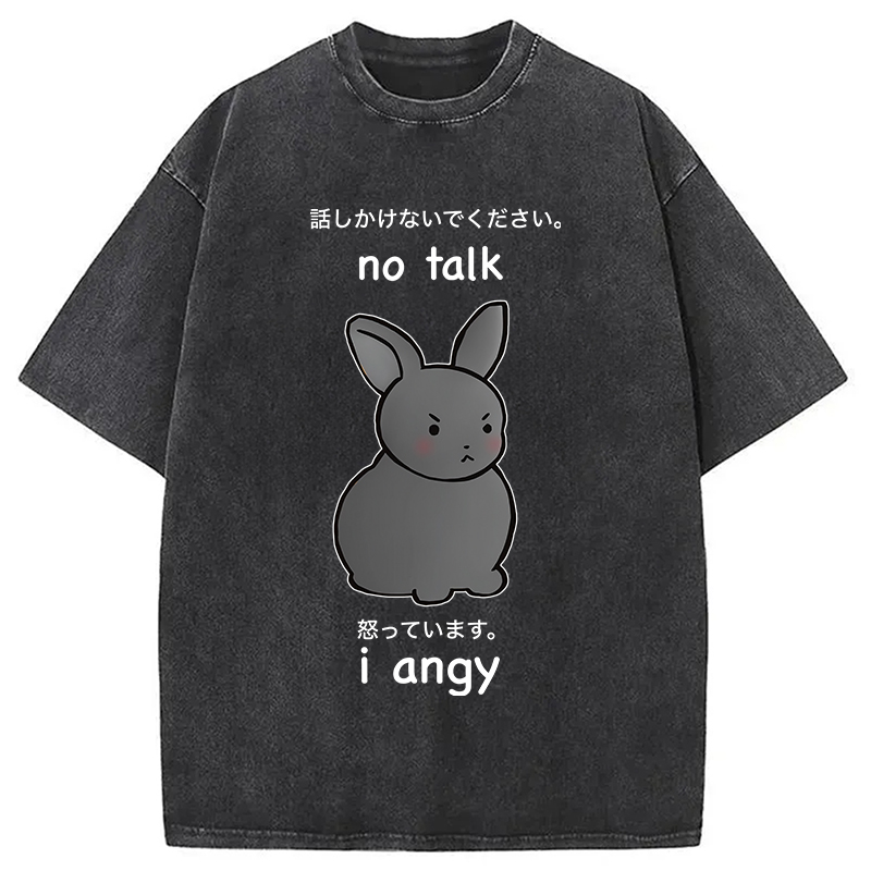 Modecanvas No Talk I Angy Washed T-Shirt-modecanvas