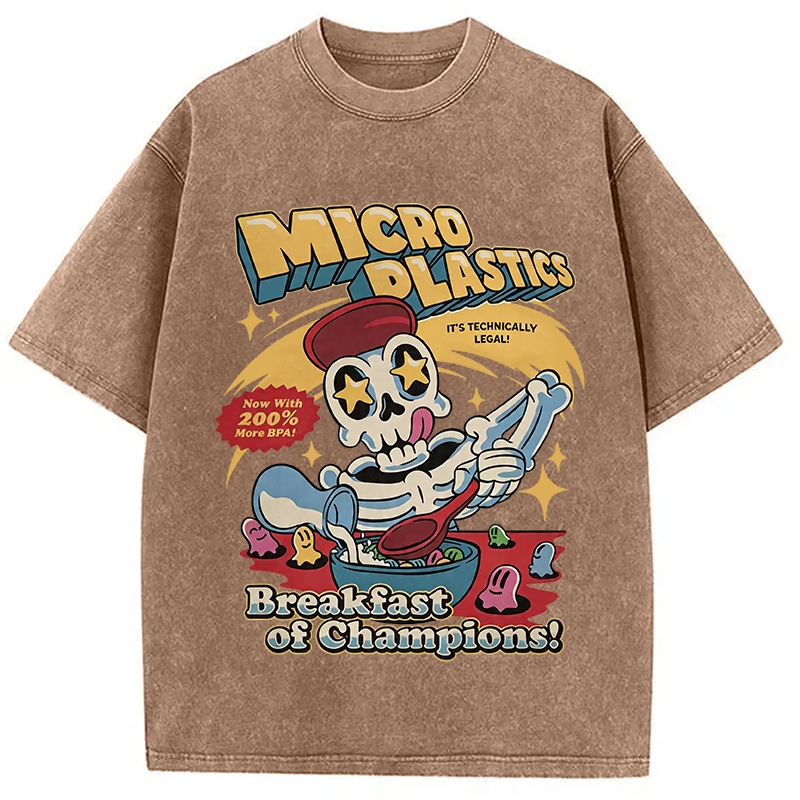 Modecanvas Microplastics Skeleton Meme DTG Printing Washed T-Shirt