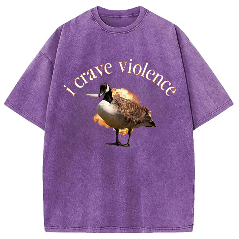 Modecanvas I Crave Violence DTG Printing Washed T-Shirt