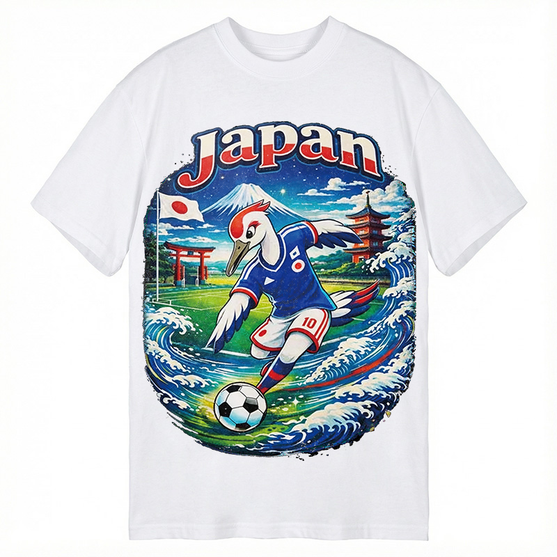 Modecanvas Japan Crane Soccer DTG Printing Classic T-Shirt-modecanvas