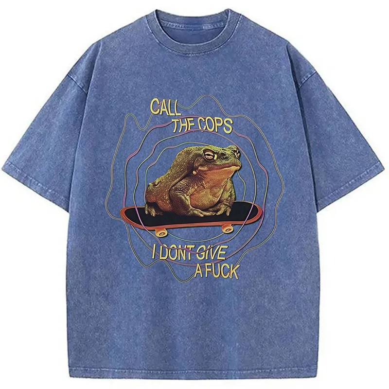 Modecanvas Call The Copes IDGAF DTG Printing Washed T-Shirt