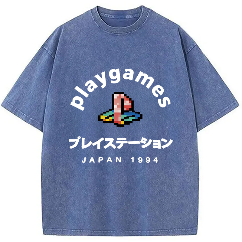Modecanvas Play Games Japan Washed T-Shirt-modecanvas