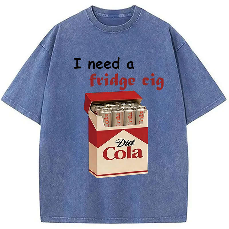 Modecanvas I Need A Fridge Cig Washed T-Shirt-modecanvas