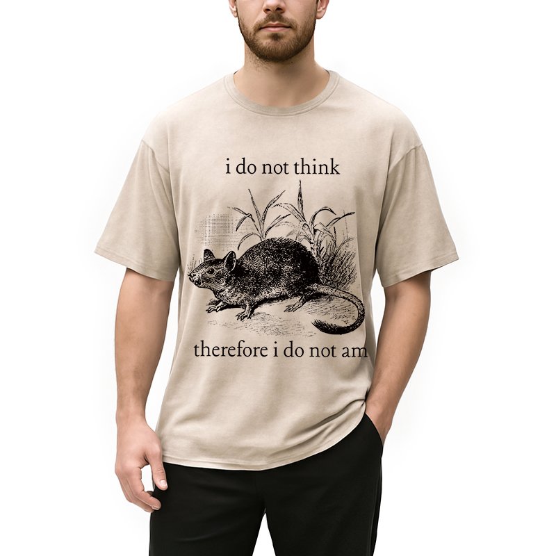 Modecanvas Funny Rat Meme DTG Printing Washed T-Shirt