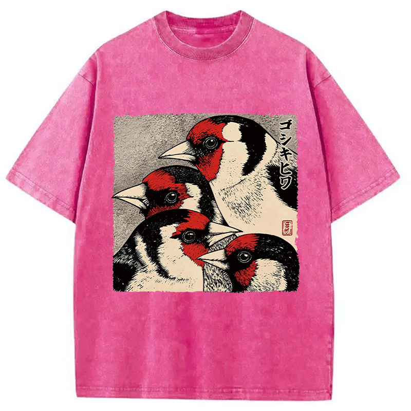 Modecanvas Stillness Of The Goldfinch DTG Printing Washed T-Shirt