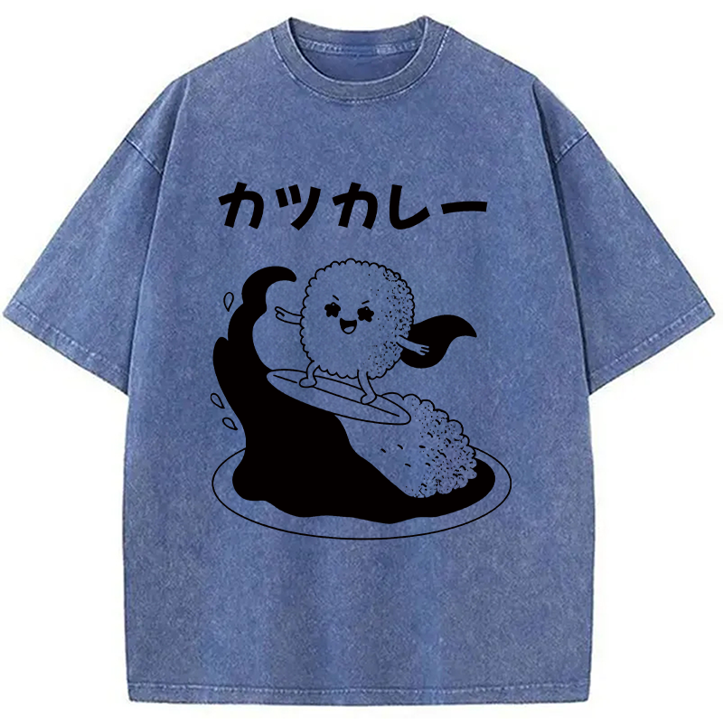Modecanvas Surfer Sushi DTG Printing Washed T-Shirt