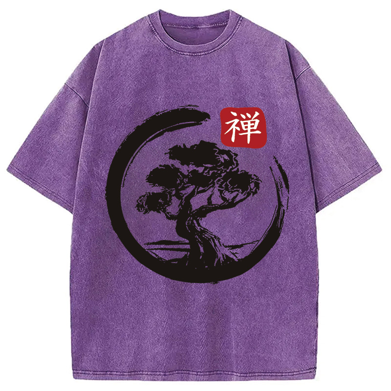 Modecanvas Enso Circle Bonsai Washed T-Shirt