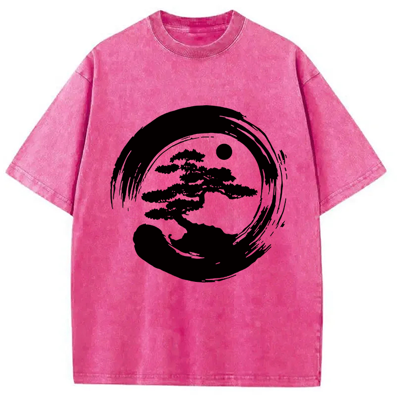 Modecanvas Zen Bonsai DTG Printing Washed T-Shirt