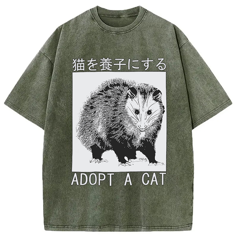 Modecanvas Adopt a Cat Japanese Washed T-Shirt