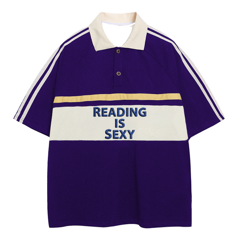 Modecanvas Reading Is Sexy Polo Embroidered T-Shirt
