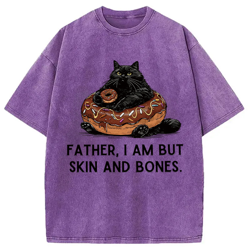 Modecanvas Fat Cat Is Begging Washed T-Shirt