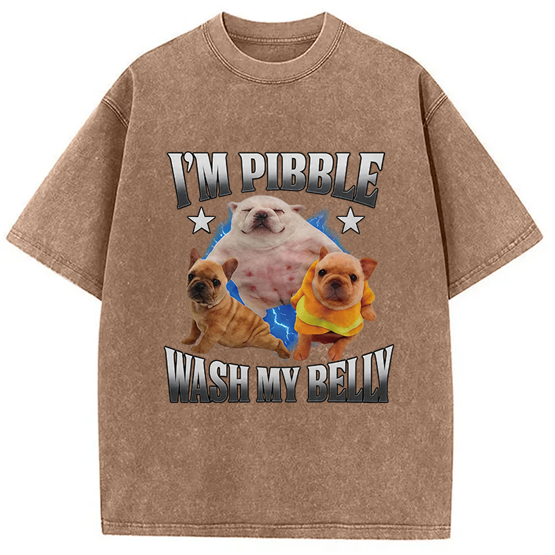 Modecanvas Im Pibble Wash My Belly Funny Dog DTG Printing Washed T-Shirt