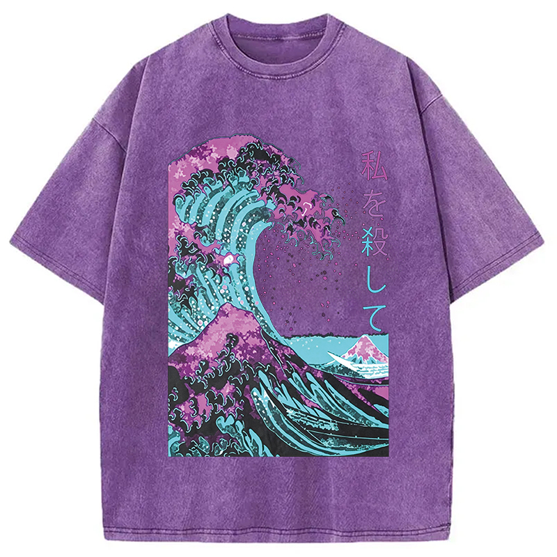 Modecanvas Ocean Kanagawa DTG Printing Washed T-Shirt