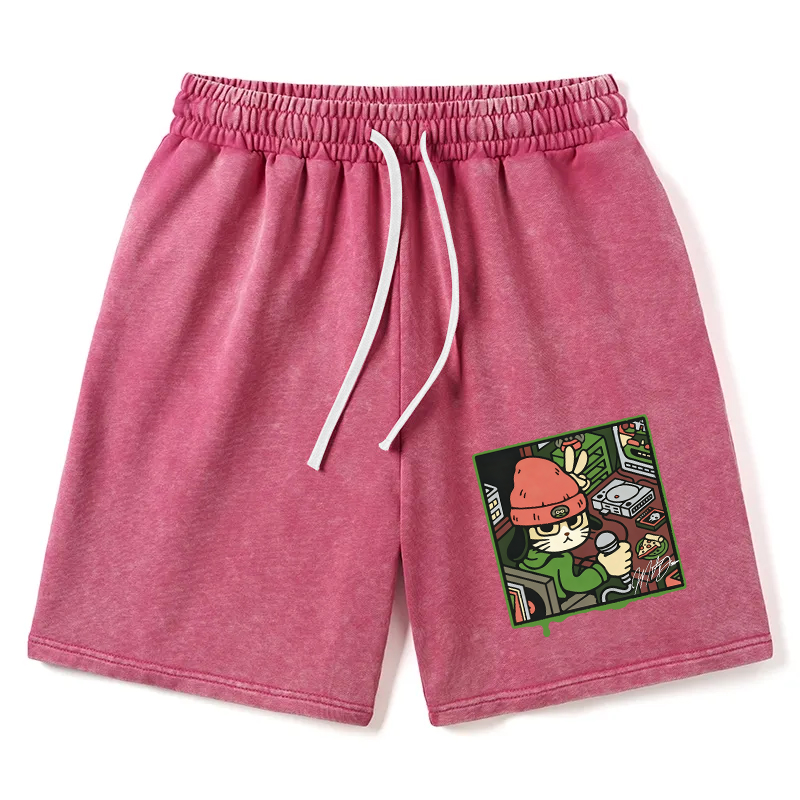 Modecanvas Rapper Cat Washed Short