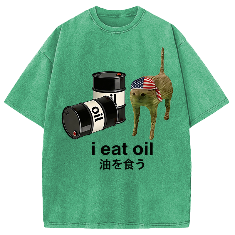 Modecanvas I Eat Oil DTG Printing Washed T-Shirt