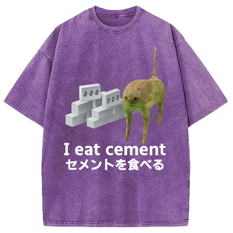 Modecanvas Cement Brick Cat Vintage Washed T-Shirt