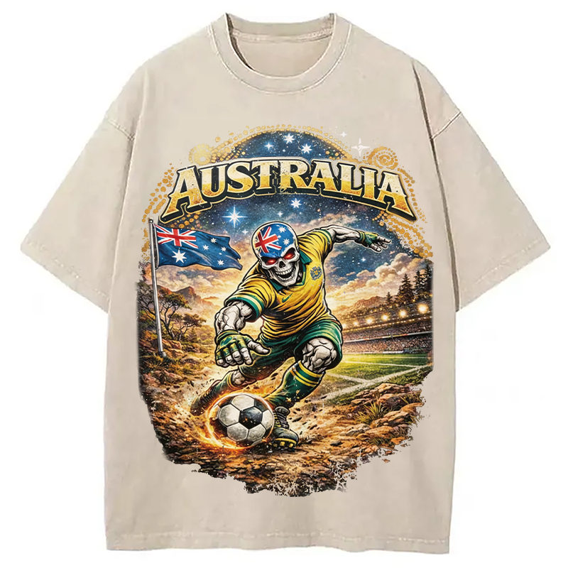 Modecanvas Australia Soccer DTG Printing Washed T-Shirt