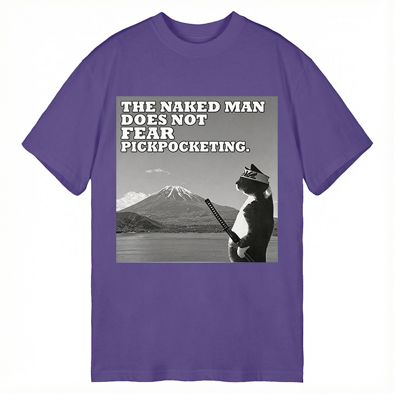 Modecanvas The Naked Man Does Not Fear Pickpocketing Funny DTG Printing Classic T-Shirt-modecanvas