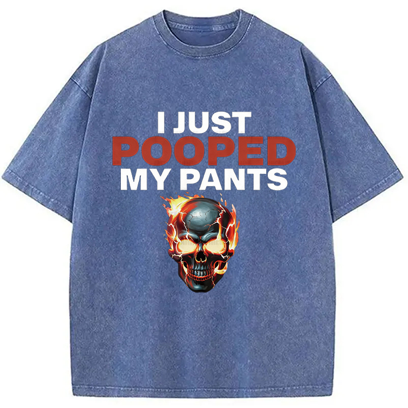 Modecanvas Funny I Just Pooped My Pants DTG Printing Washed T-Shirt