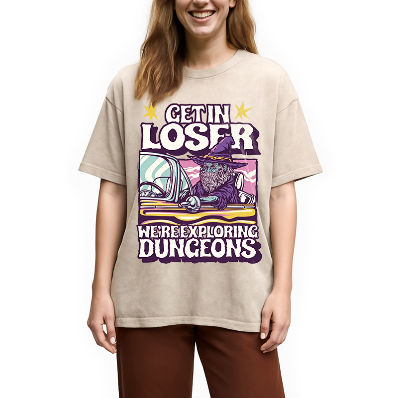 Modecanvas Get In Loser DTG Printing Washed T-Shirt