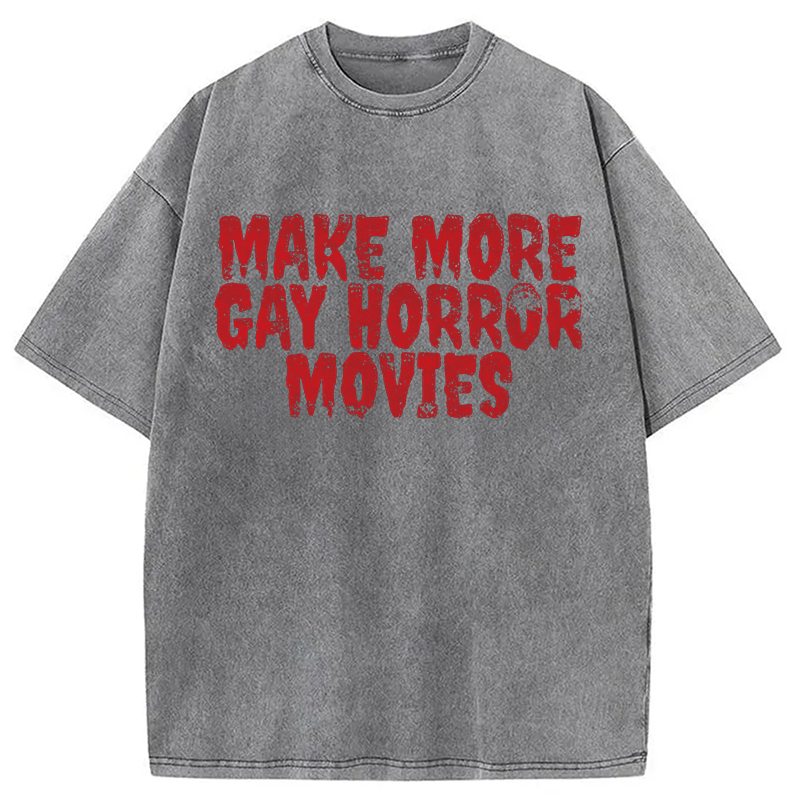 Modecanvas Queer Horror Movie DTG Printing Washed T-Shirt-modecanvas