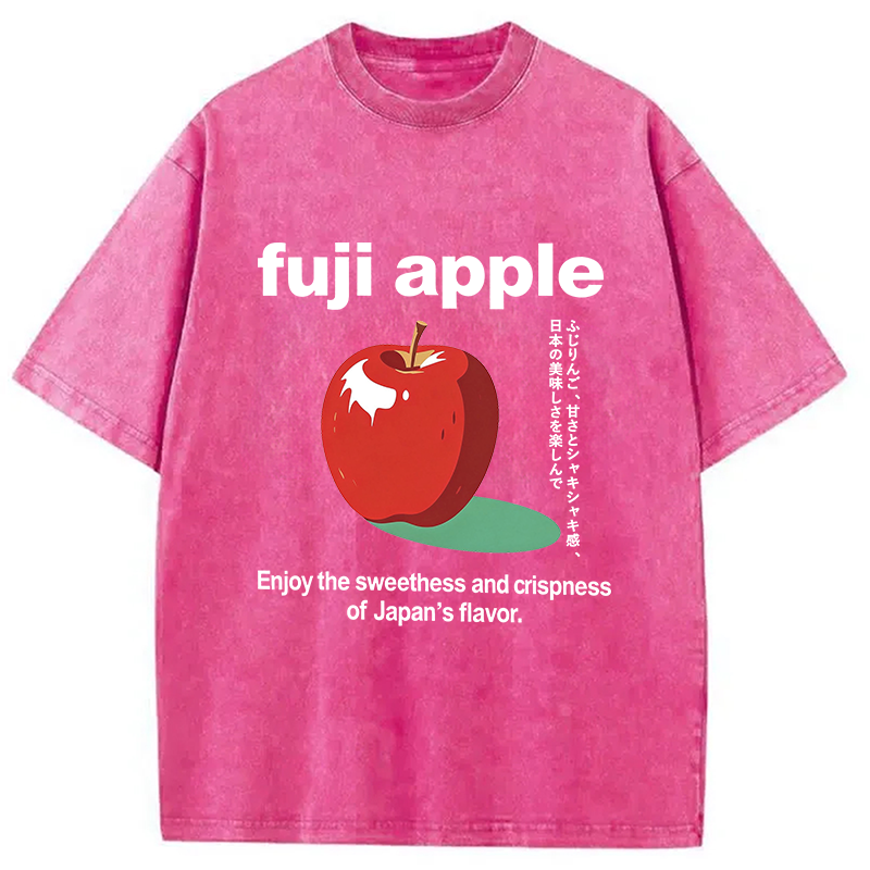 Modecanvas Japan Fuji Apple DTG Printing Washed T-Shirt-modecanvas