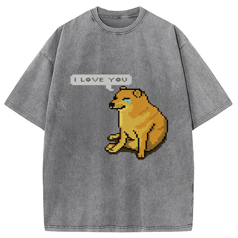 Modecanvas Cheems Luvs You DTG Printing Washed T-Shirt