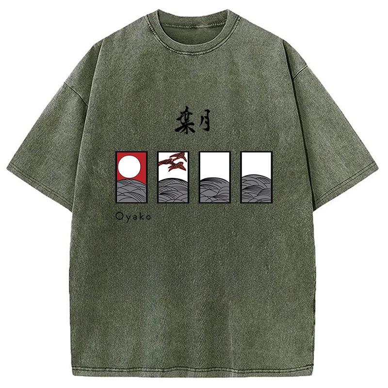 Modecanvas Hanafuda August Suite Japanese Washed T-Shirt