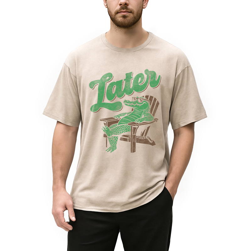 Modecanvas Funny Later Gator DTG Printing Washed T-Shirt
