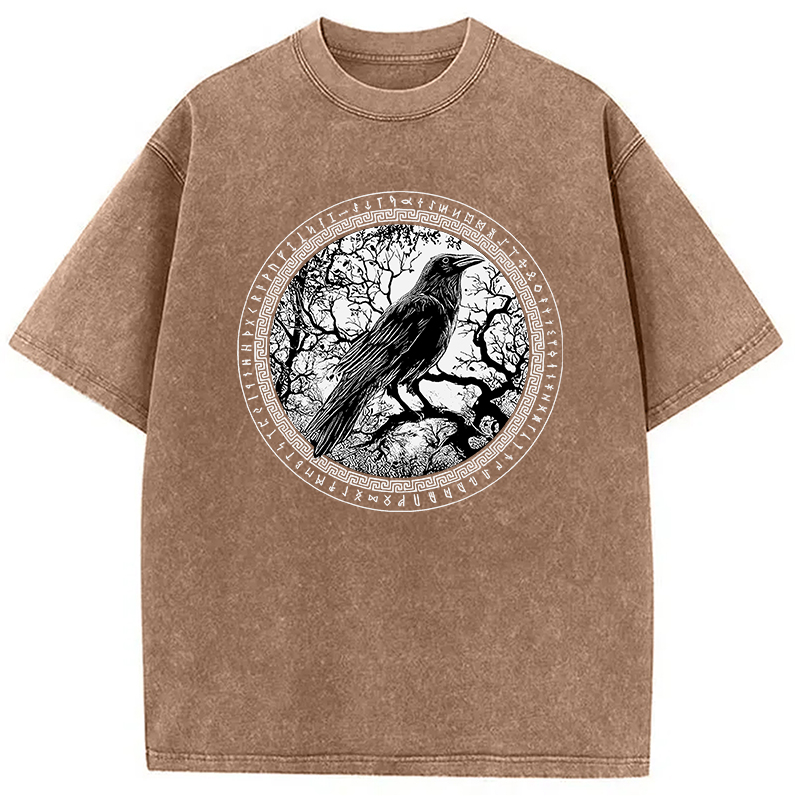 Modecanvas Circle of the Raven DTG Printing Washed T-Shirt