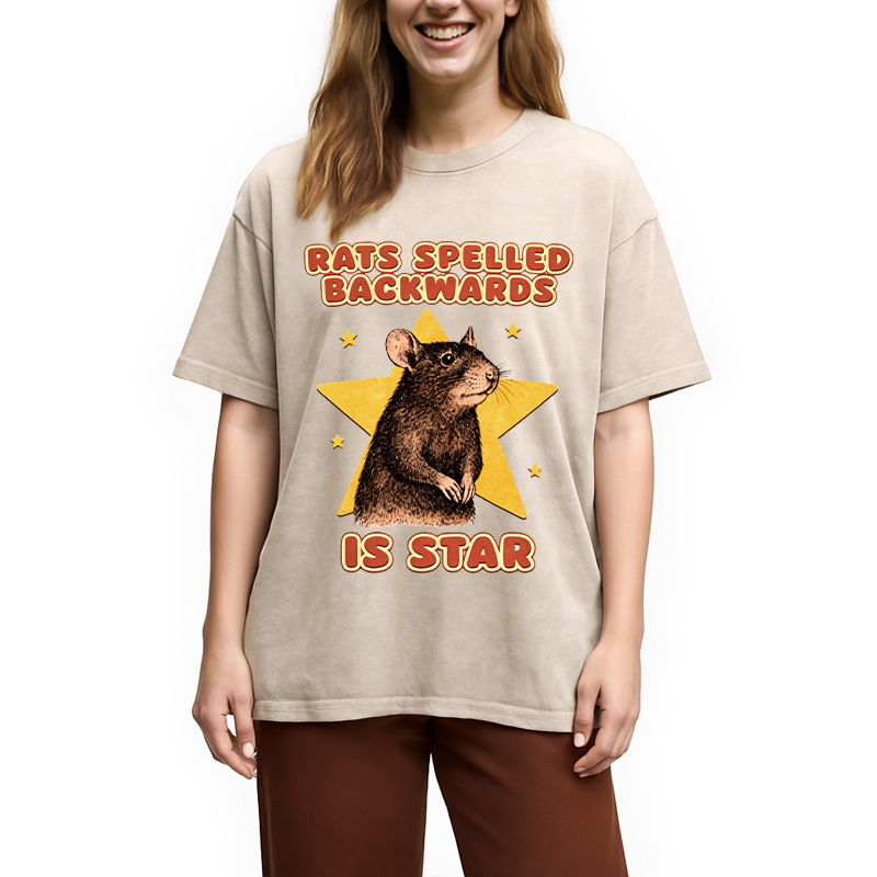 Modecanvas Rats Spelled Backwards Is Star DTG Printing Washed T-Shirt