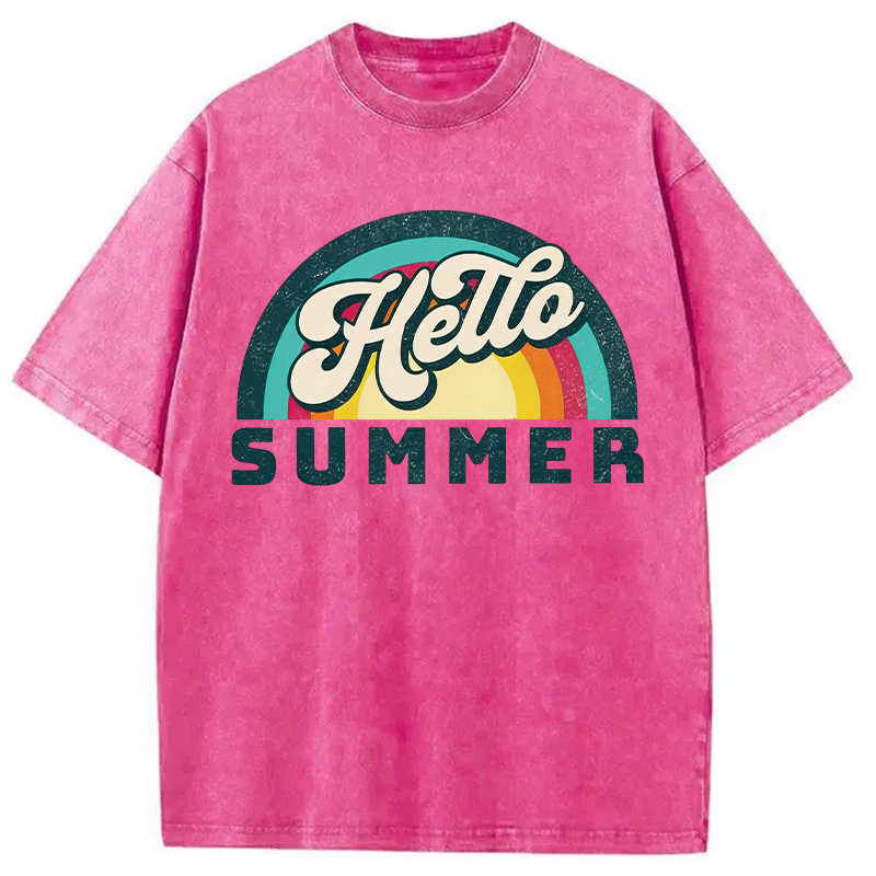 Modecanvas Hello Summer DTG Printing Washed T-Shirt
