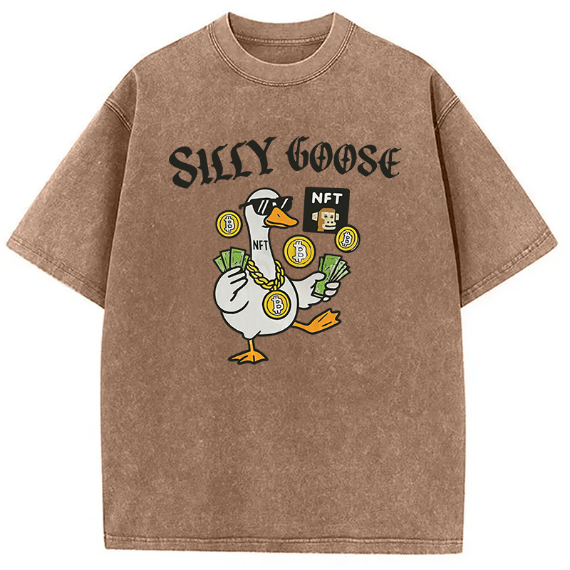 Modecanvas Silly Goose Crypto Bro NFT DTG Printing Washed T-Shirt