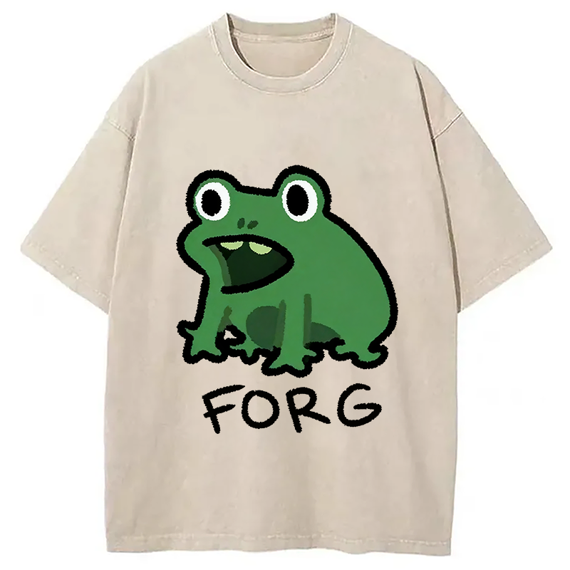 Modecanvas Funny Forg Japanese Washed T-Shirt