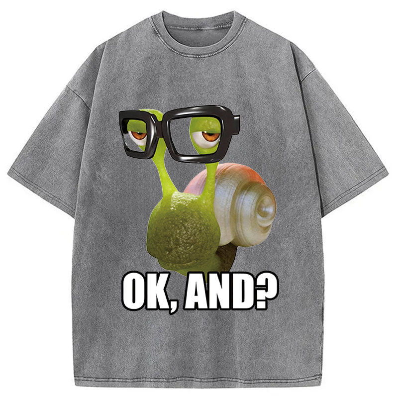Modecanvas Ok And Snail DTG Printing Washed T-Shirt