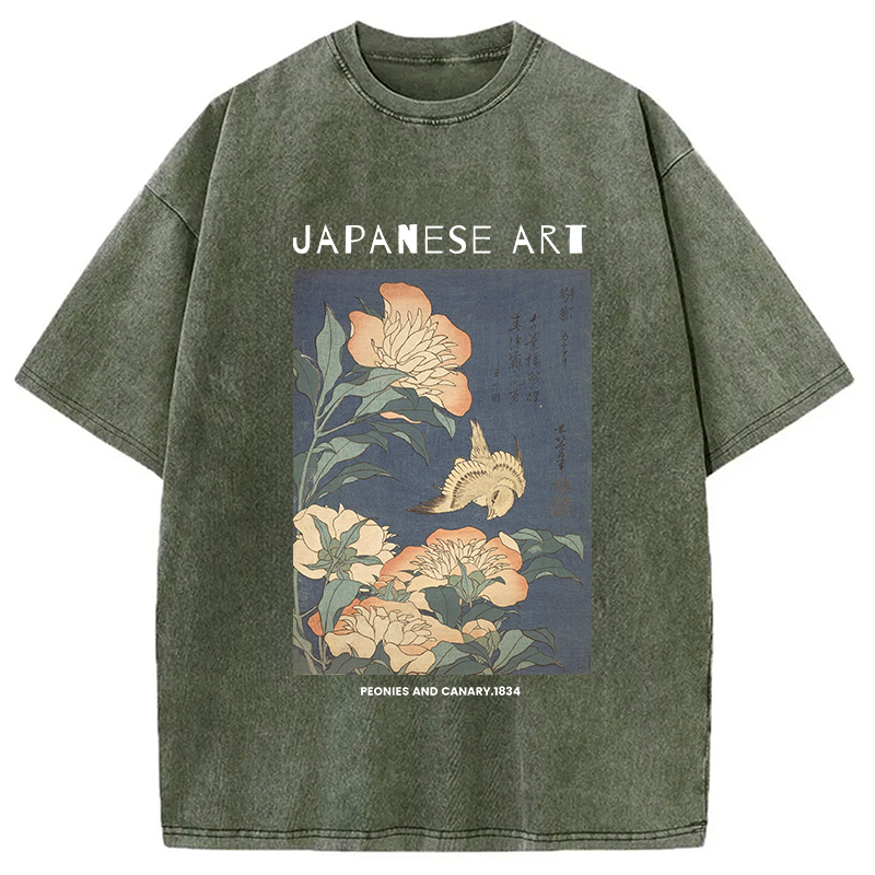 Modecanvas Peonies and Cherry Washed T-Shirt
