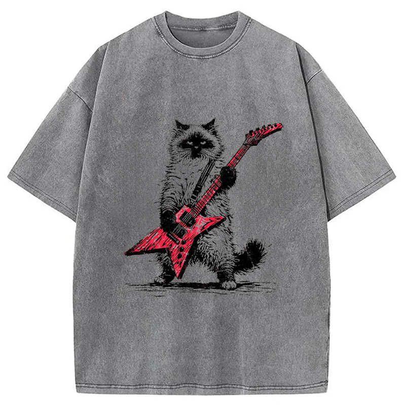 Modecanvas Raccoon Playing Guitar Washed T-Shirt