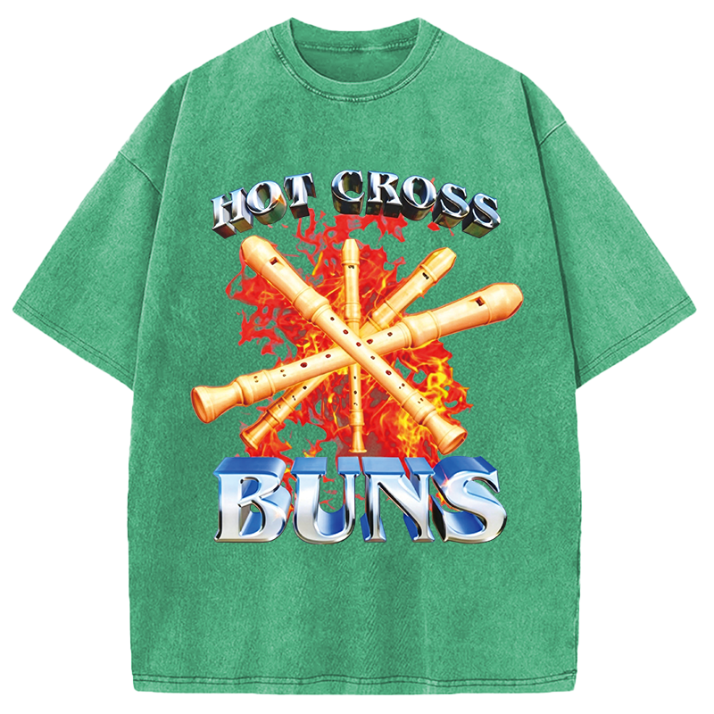 Modecanvas HOT CROSS BUNS DTG Printing Washed T-Shirt
