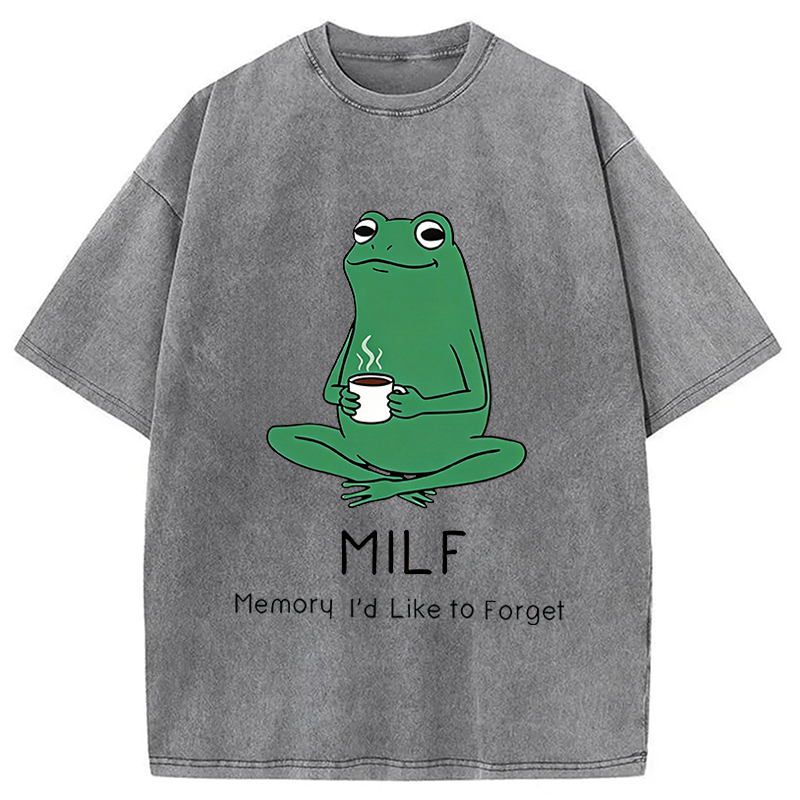 Modecanvas MILF Funny DTG Printing Washed T-Shirt-modecanvas