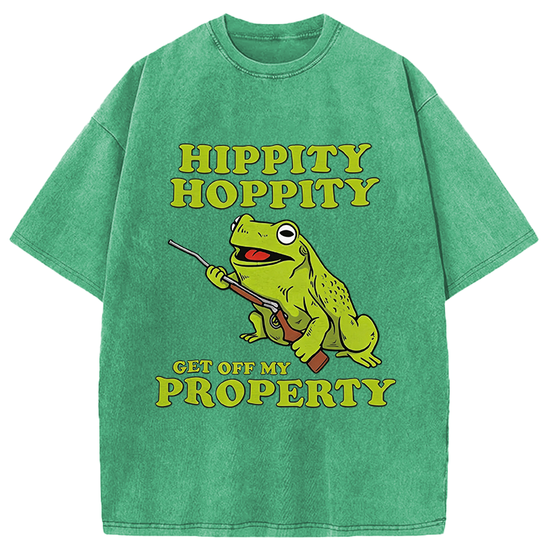 Modecanvas Hippity Hoppity Get Off My Property Meme DTG Printing Washed T-Shirt