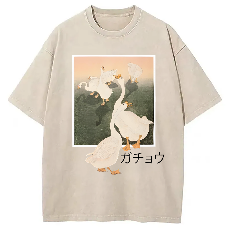 Modecanvas Goose Vintage Japanese Kanji Washed T-Shirt