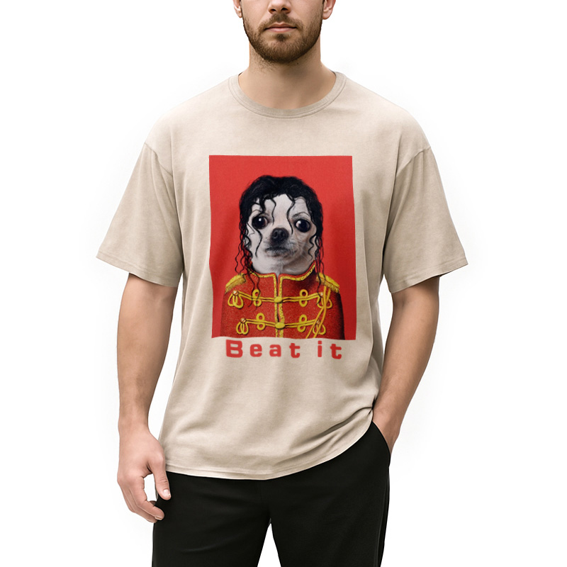 Modecanvas Beat It Dog Meme Washed T-Shirt