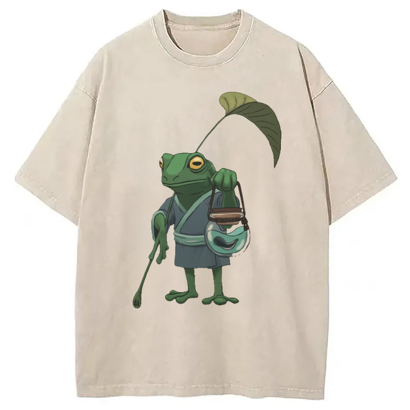 Modecanvas A Frog and His Son Washed T-Shirt