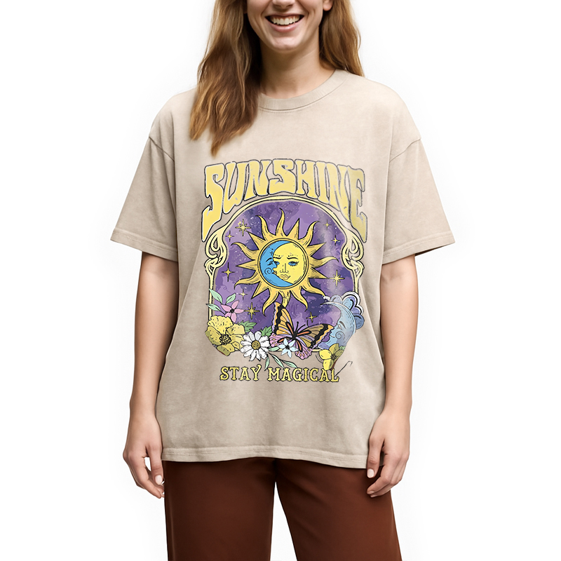 Modecanvas Sunshine Stay Magical Washed T-Shirt