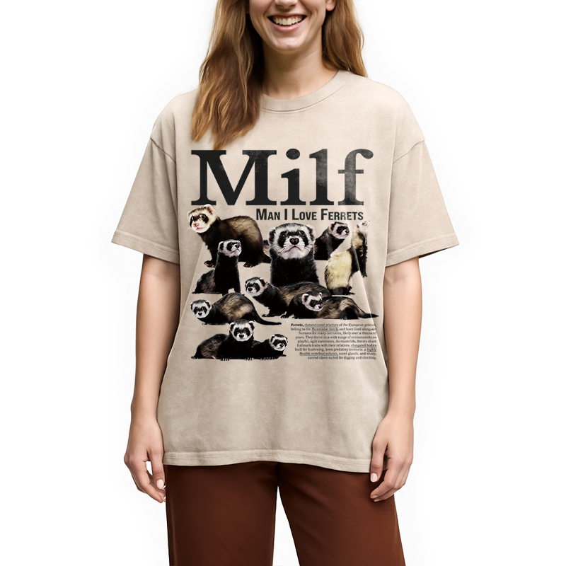 Modecanvas Man I Love Ferrets DTG Printing Washed T-Shirt