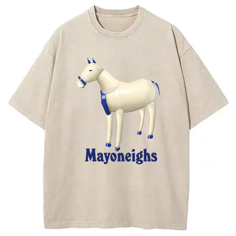 Modecanvas Mayoneighs Horse Washed T-Shirt