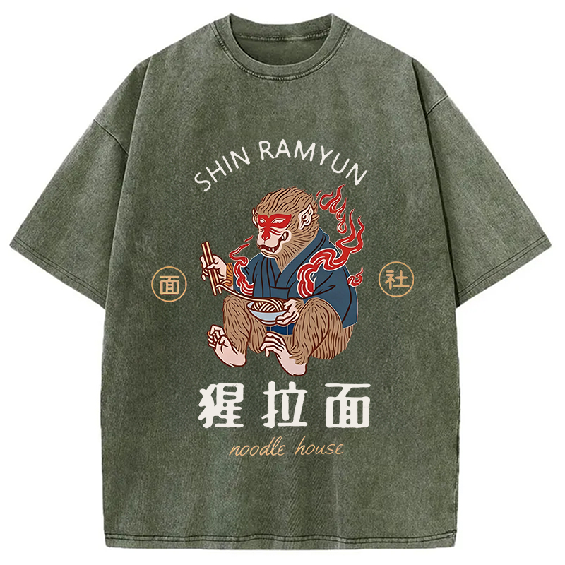 Modecanvas Shin Ramyun DTG Printing Washed T-Shirt
